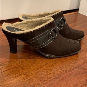 A2 by AEROSOL.  Brown suede with faux fur lining